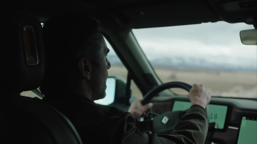 A footage of a man driving