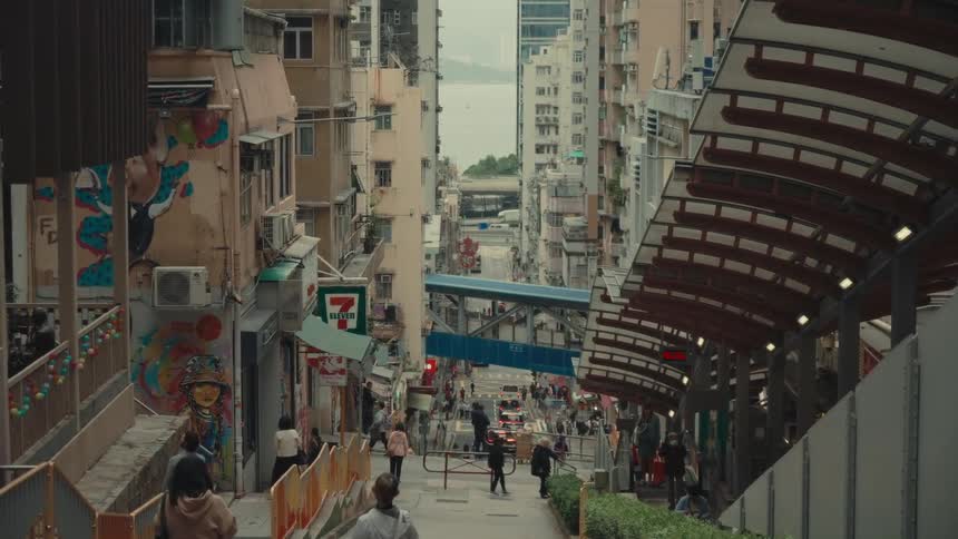 A footage of a busy street
