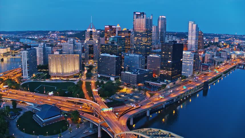 An aerial footage of a metropolis