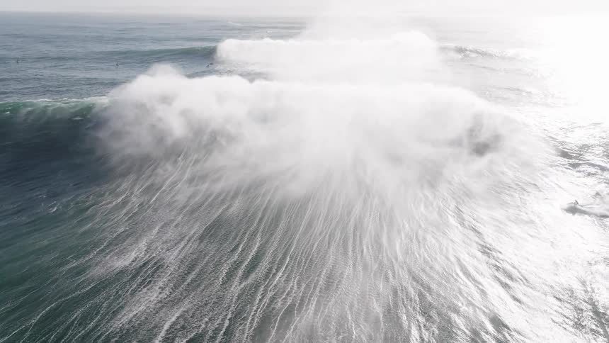 An aerial footage of a sea storm