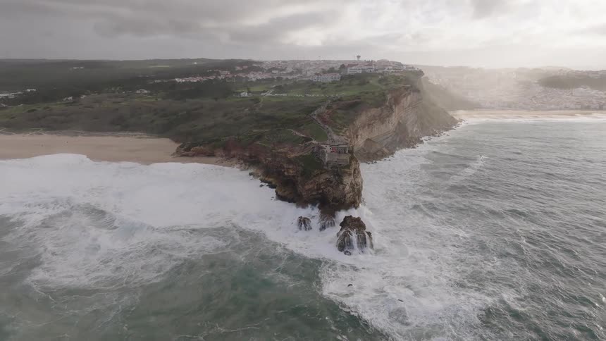 An aerial footage of a coastal area