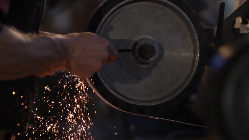 A footage of a metal forge