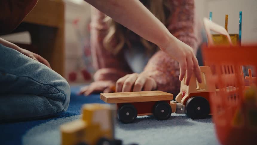 A footage of kids playing with toys
