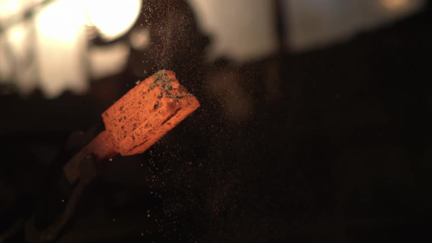 A footage of a red hot metal