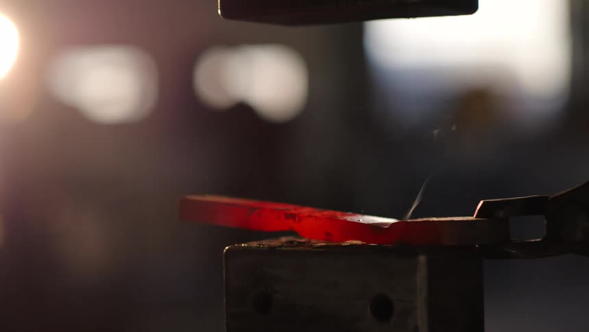A footage of an iron molding process