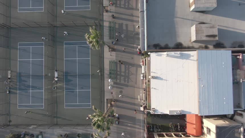 An aerial clip of a community sport facility