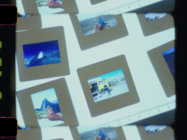 Digital screen displays a collection of photographs