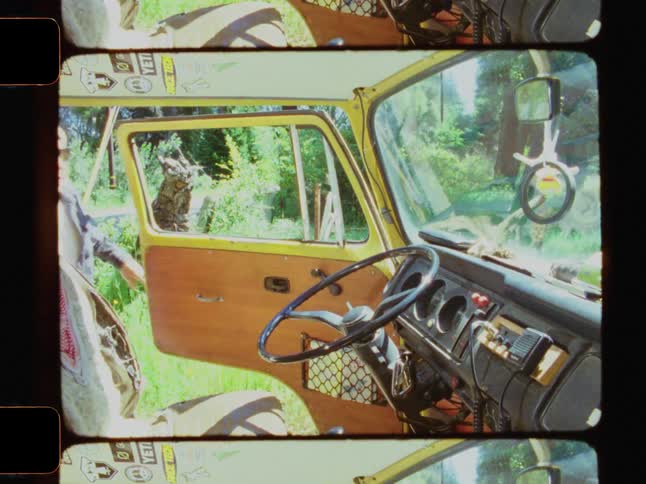 Interior of a van in which a boy is seen getting in