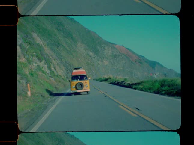 A van is on a road trip on the highway