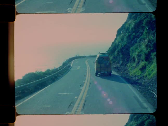 Van moving along a road