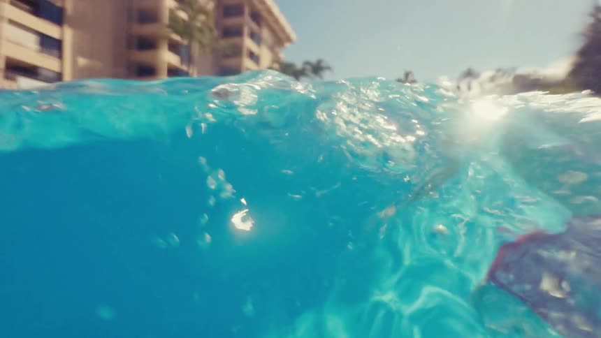 Child swimming in a happy pool