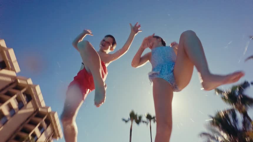 A footage of children swimming