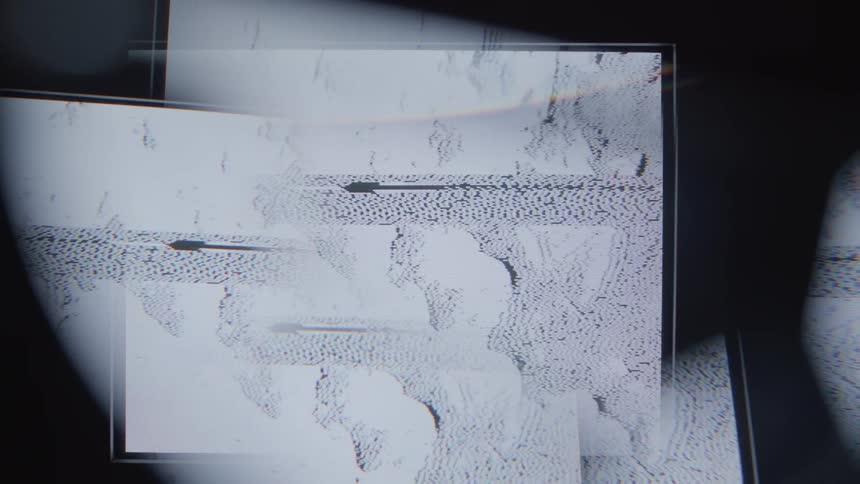 Staticky abstract images scroll up on multiple screens