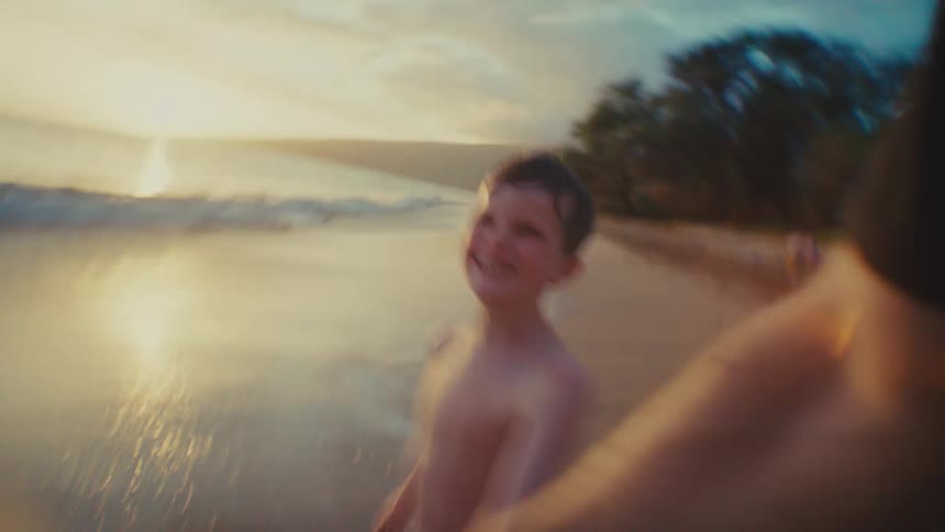 Running Hand in Hand in a Moment of Childhood Memory