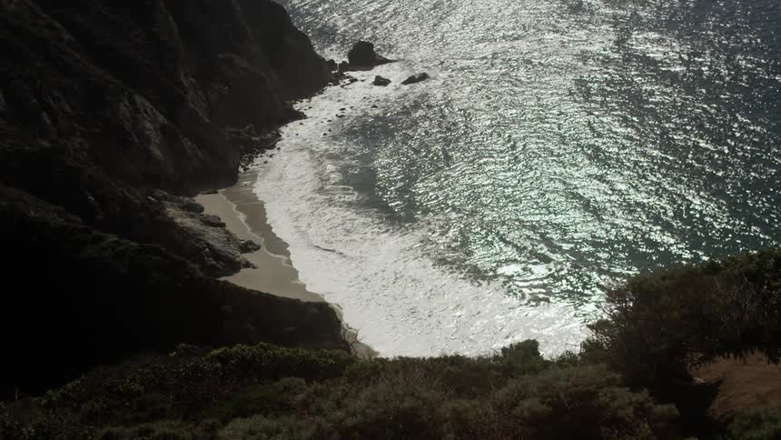 Aerial view of ocean tide coming in