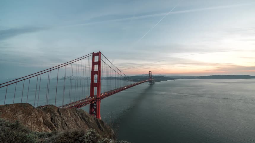 View on a bridge of a city over the sea