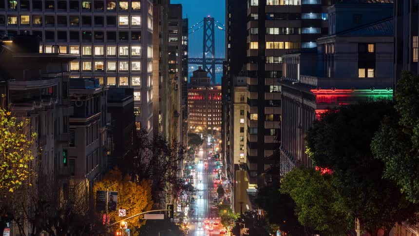 A night aerial footage of a city