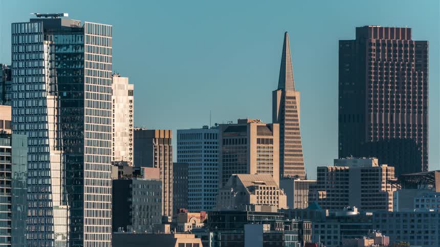 Big city with many skyscrapers