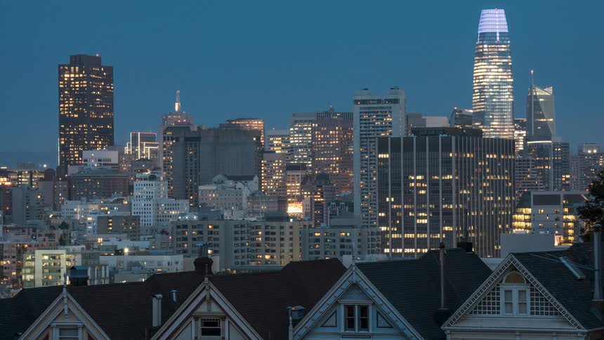 View of a city full of skyscrapers