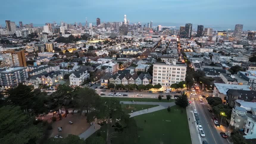 View of a metropolis with a park