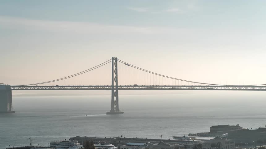 View of a large bridge spanning the city
