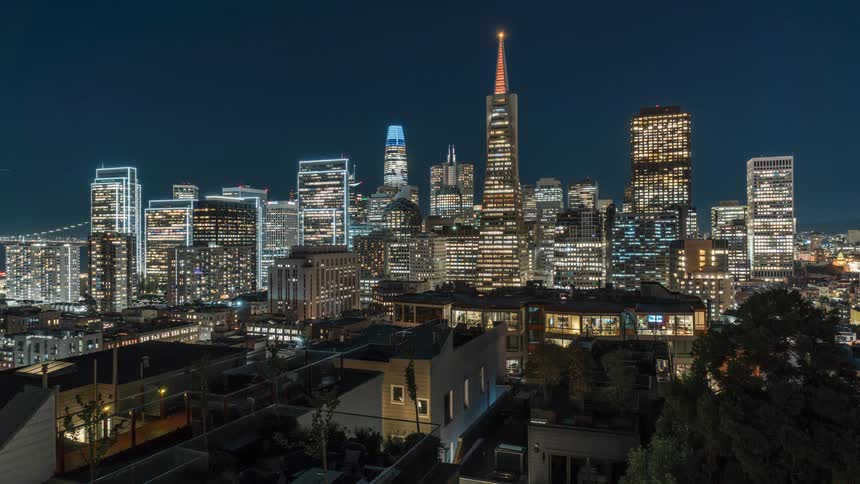 View of a large illuminated city