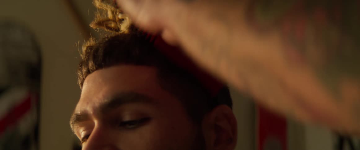 A footage of a person shaving