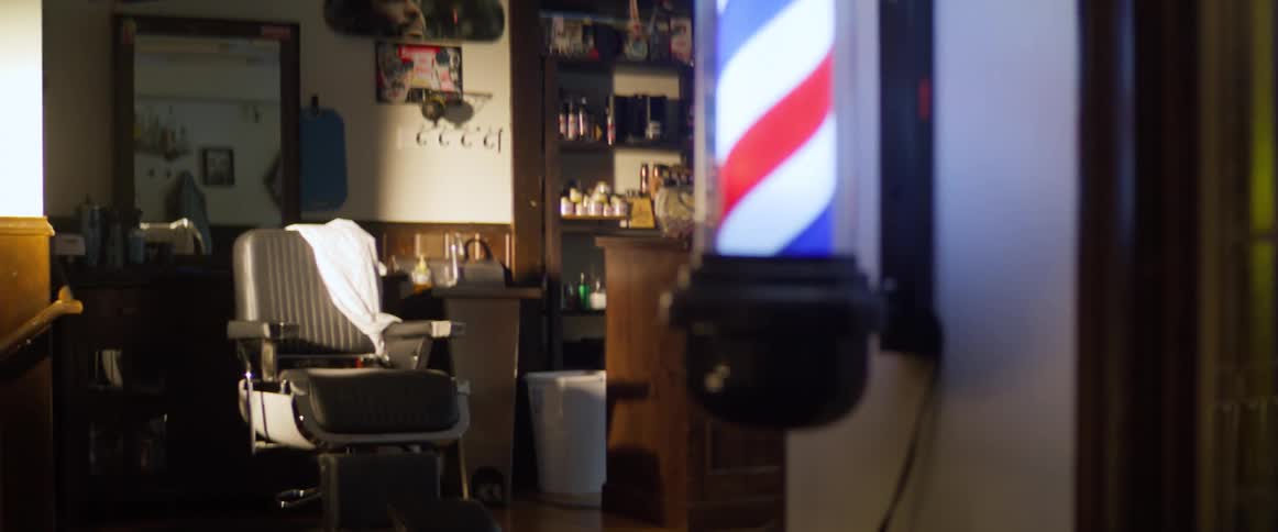 Interior of a closed barbershop