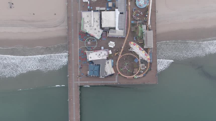 Top view of a playground near the sea