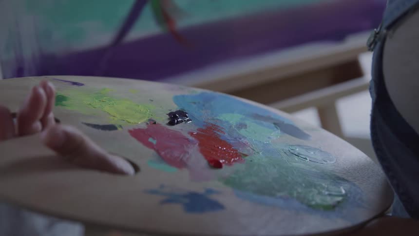 A painters palette with many colors