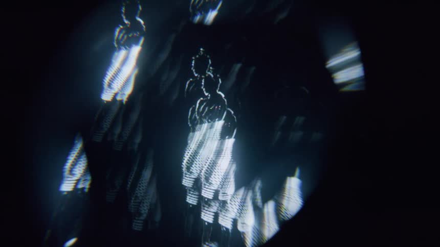 Graphic animation of some blue bodies moving around