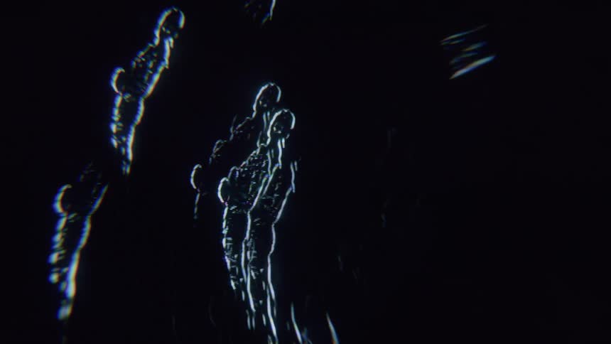Blue graphic animations on a screen