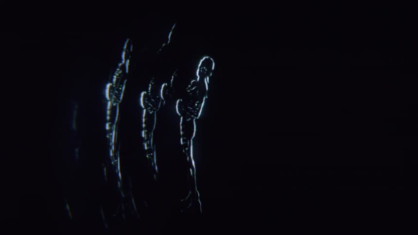 A hologram is display copies of a woman dancing as the image