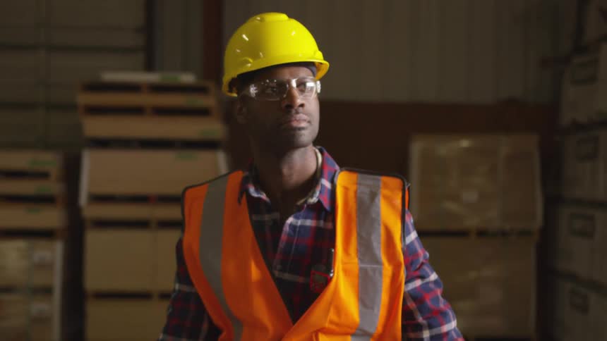 A footage of a black worker