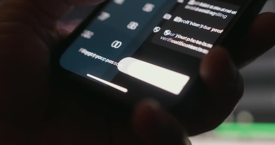 Person holds a smartphone in their hand and taps it with their thumb