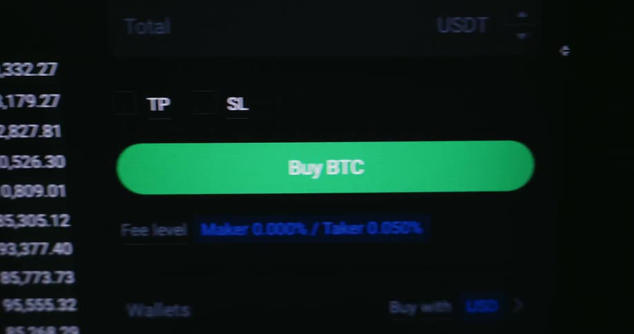 Screen scrolls to the right to show a purchase button for cryptocurrency