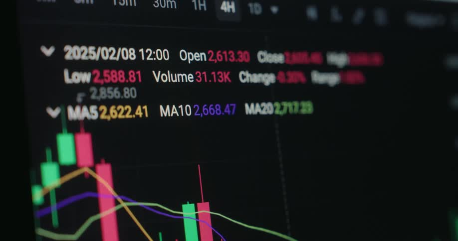 A chart moves around on the computer screen