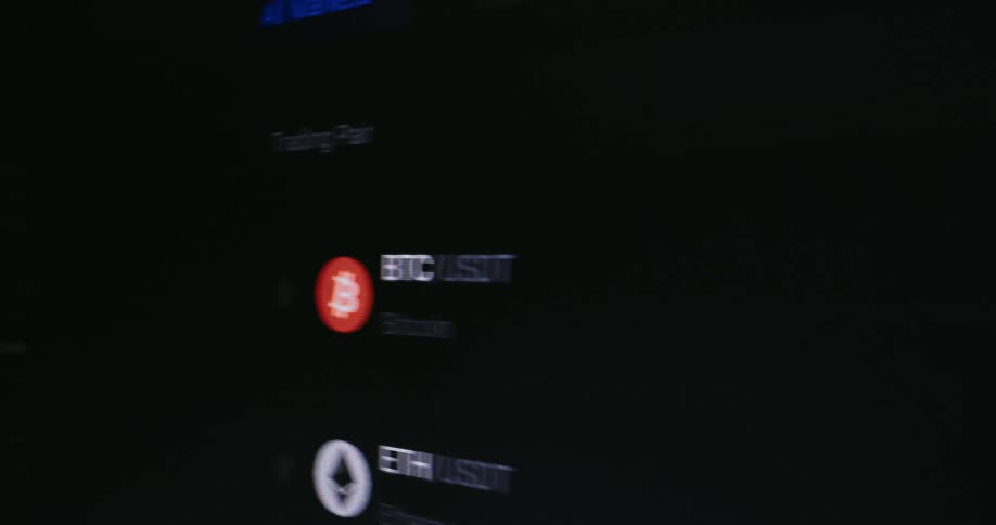 Screen scrolling left to land on the trading page for cryptocurrency