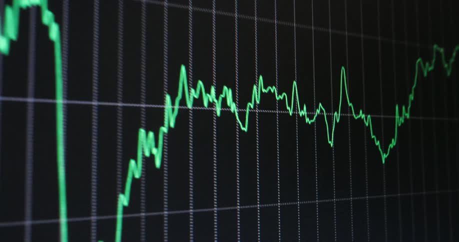 A graph runs across the monitor