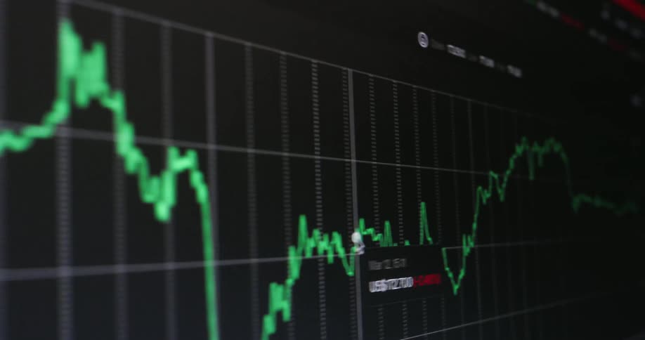 Numbers and a graph are on the computer screen
