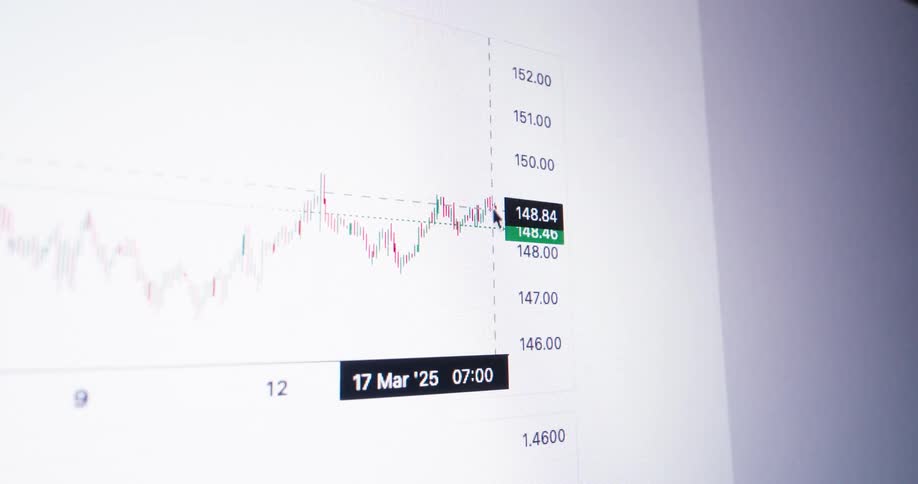 Scrolling on a chart showing the fluctuation in a stocks price