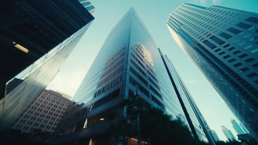 Tall skyscraper buildings are populating the downtown city