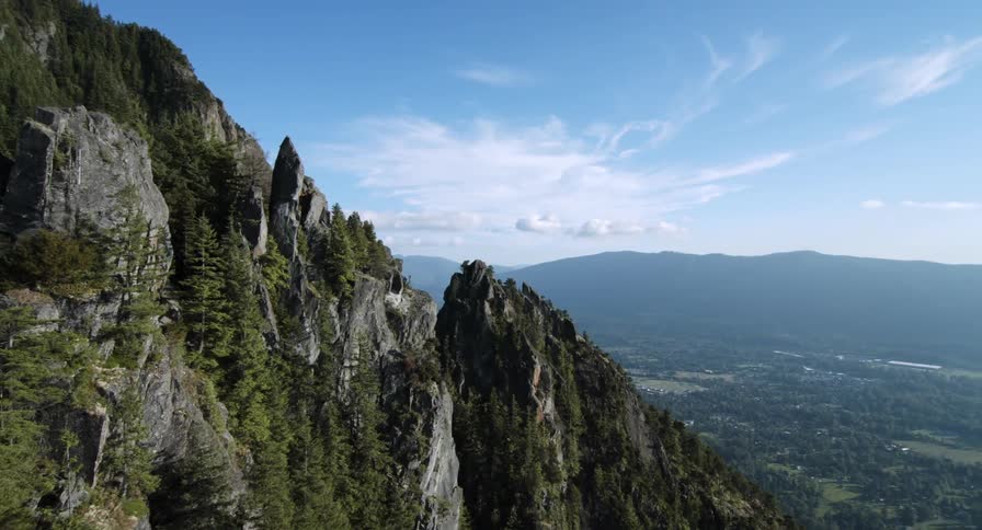 The mountains are tall and jagged at the top