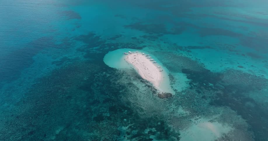 Top view of a small island in the middle of the sea