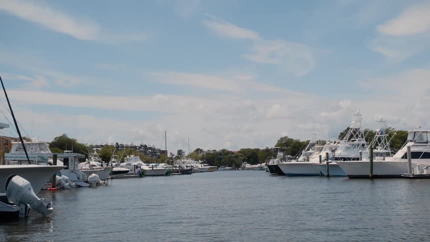 Many boats docked at the harbor