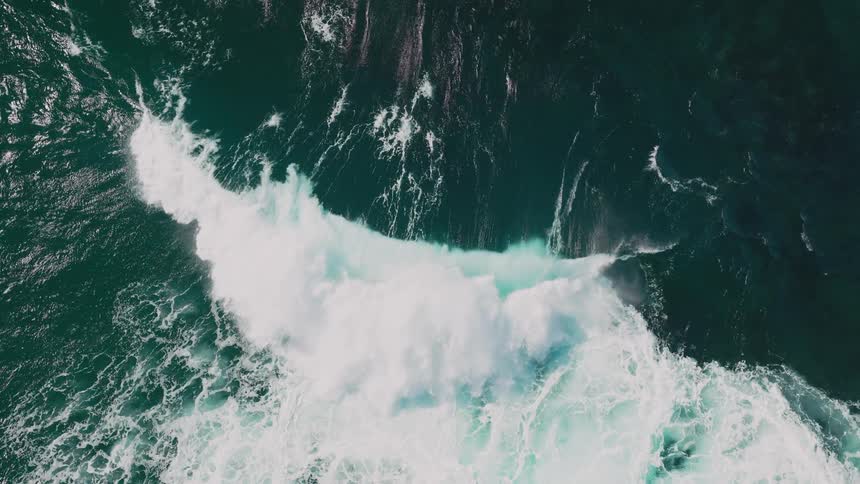 View from above of waves in the sea