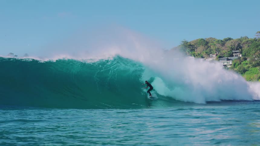 A footage of people surfing the sea