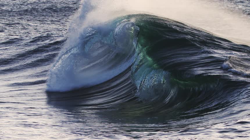 Slow motion of wave forming and crashing in the ocean