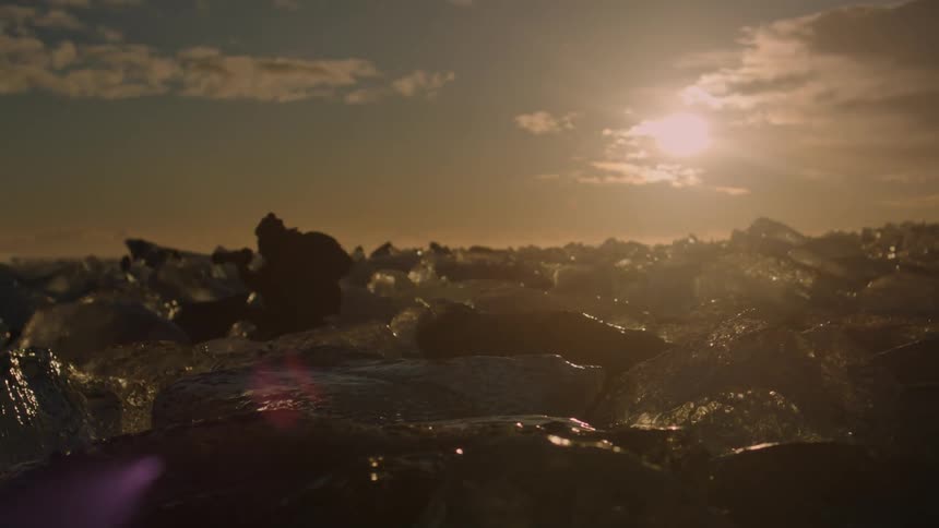 A footage of a person in the arctic area