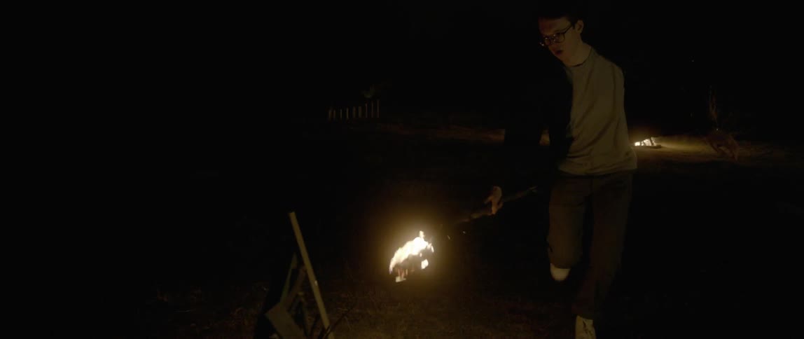 A man runs with a burning torch and starts a bonfire